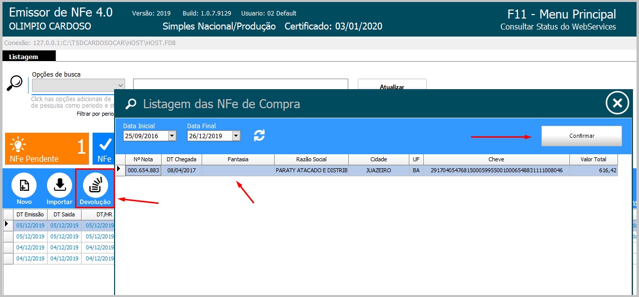 devolver nfe